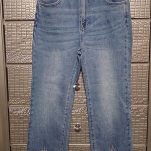 Straight-Leg Mid-Rise Light Blue Women’s Jeans